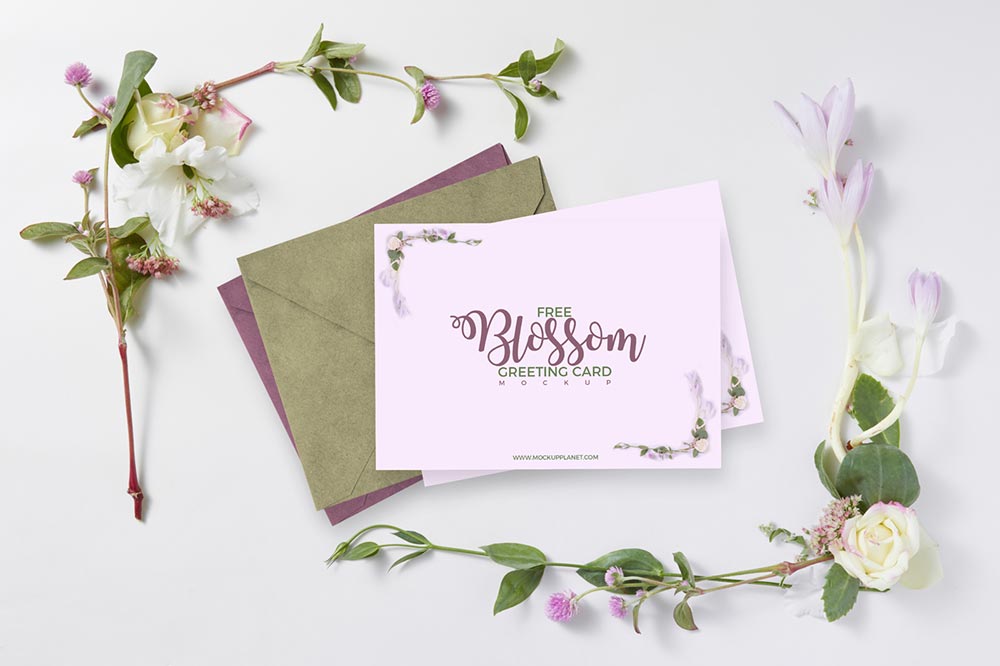 Free Blossom Greeting Card Mockup