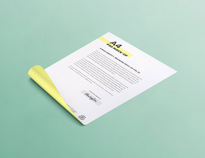 free curly a4 paper mockup