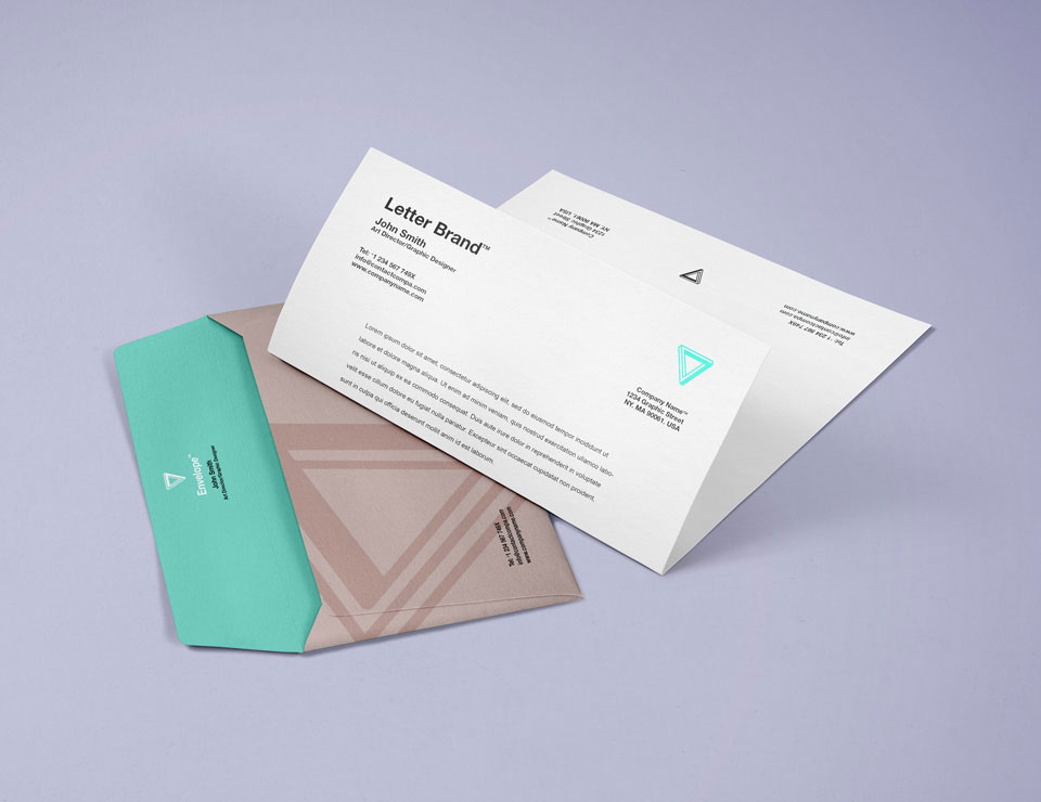 free envelope letter psd branding mockup