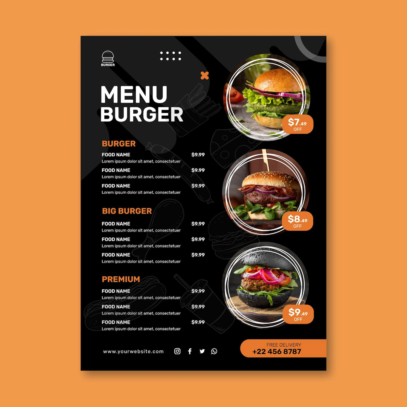 burgers restaurant menu template 23 2149005028