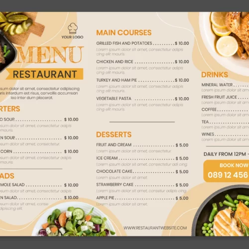organic flat rustic restaurant menu template with photo 52683 62703