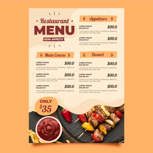 organic flat rustic restaurant vertical menu template with photo 23 2148956017
