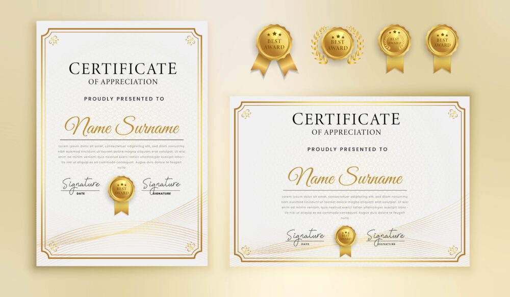 Certificate of appreciation completion gold wavy line and border template scaled